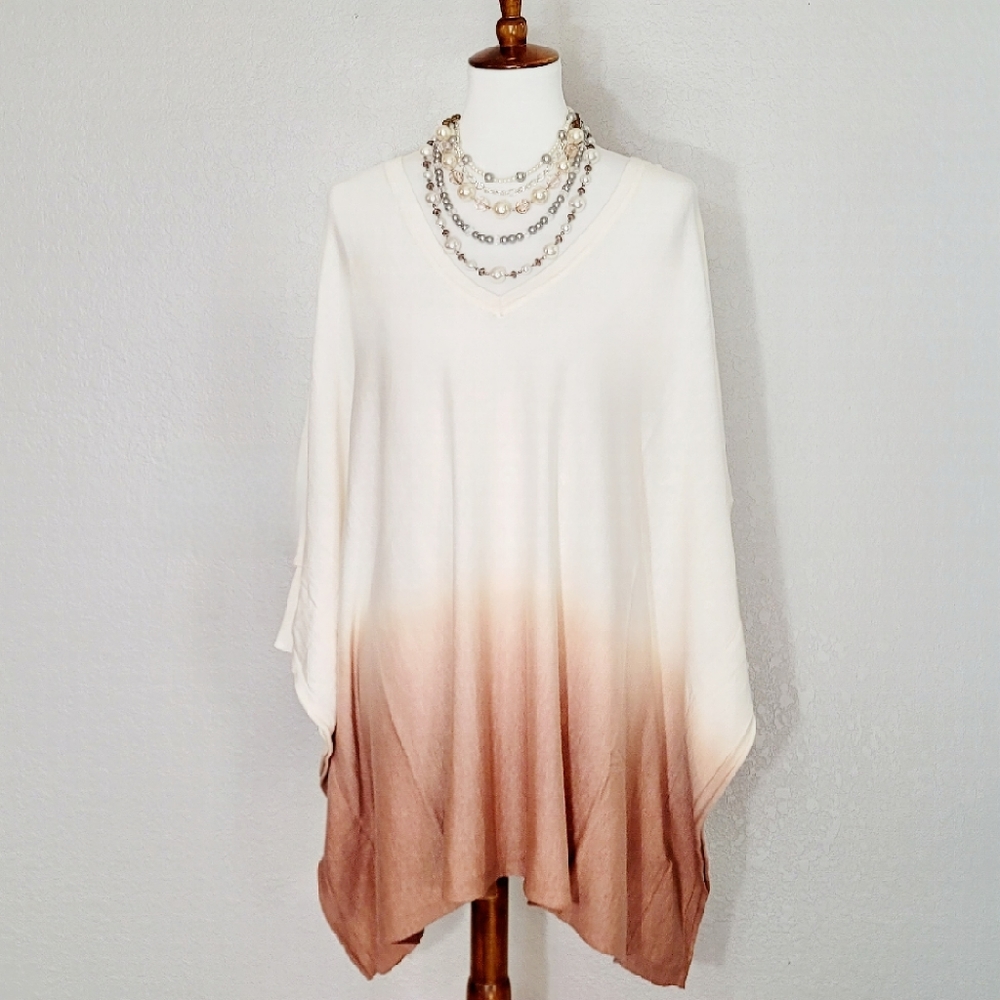 Avenue Women' Mayfair 4/ Sleeves Sweater Tunic Cream Spice 2x NWT